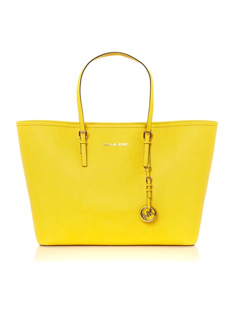 buy online michael kors neoprene jet set yellow tote bag